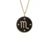 Scorpio Sutton Zodiac Goldfarbene Edelstahl-Halskette mit schwarzem Sandstein-Anhänger