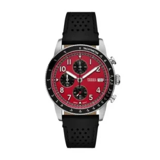 Sport Tourer Chronograph Uhr aus schwarzem Leder