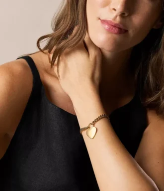 Sutton Armband aus goldfarbenem Edelstahl mit Herz