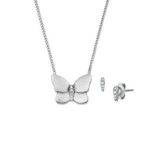 Sutton Edelstahl-Schmetterlings-Halskette und Ohrringe als Geschenkset