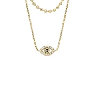 Sutton Evil Eye Goldfarbene Edelstahl-Mehrstrang-Halskette