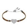 Sutton Glitz Herz-Armband aus braunem Leder