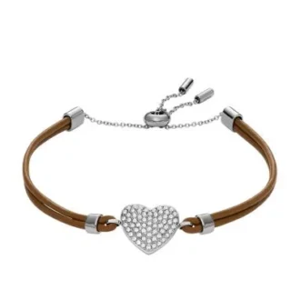 Sutton Glitz Herz-Armband aus braunem Leder