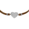Sutton Glitz Herz-Armband aus braunem Leder