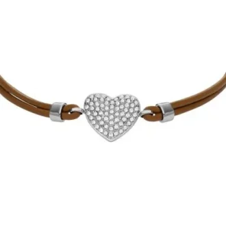 Sutton Glitz Herz-Armband aus braunem Leder