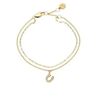 Sutton Horseshoe Goldfarbenes Edelstahl-Mehrstrangarmband