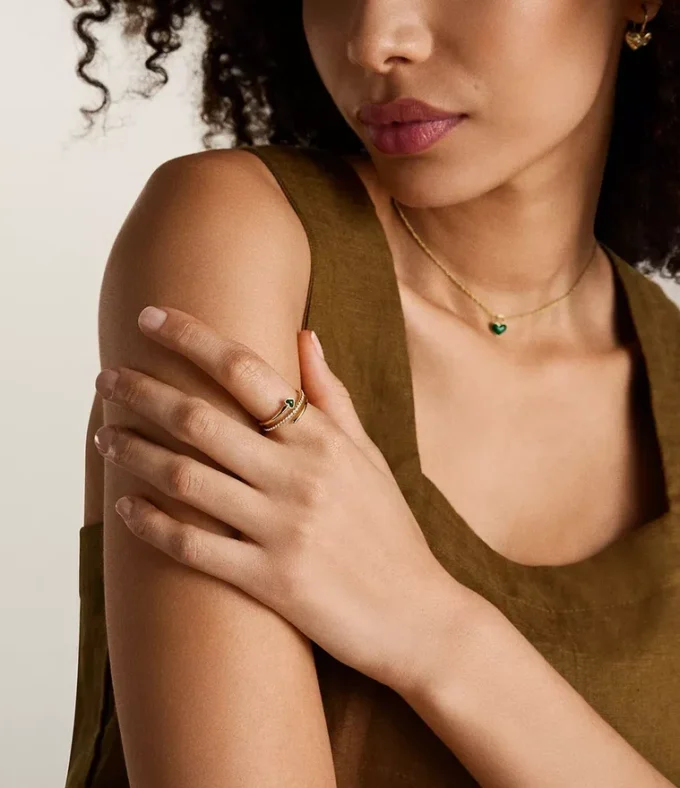 Sutton Modern Meadows Ring mit rekonstituiertem Malachit-Herz