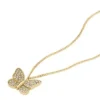 Sutton Pavé Butterfly Goldfarbene Edelstahl-Anhänger-Halskette