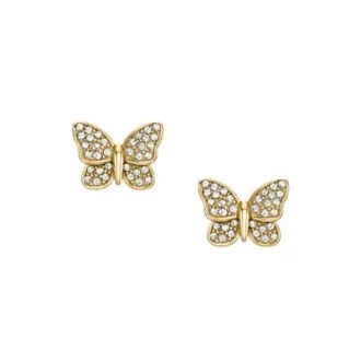 Sutton Pavé Butterfly Goldfarbene Ohrstecker aus Edelstahl