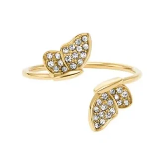 Sutton Pavé Butterfly Goldfarbener Edelstahl-Stapelring