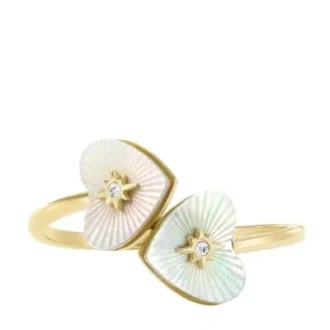Sutton Radiant Love Goldfarbener Edelstahl-Toi-et-Moi-Ring mit Perlmutt-Herz