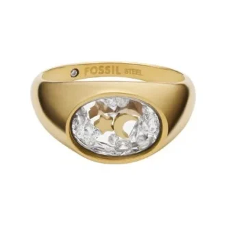 Sutton Shaky Glitz Goldfarbener Edelstahl-Siegelring mit Mond und Stern