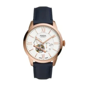 Townsman Automatikuhr aus marineblauem Leder