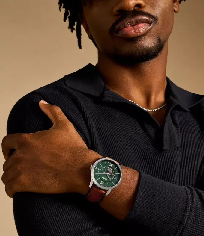 Townsman Automatikuhr mit braunem Lederarmband