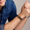 Townsman Beads Mehrsträngiges Armband aus braunem Leder