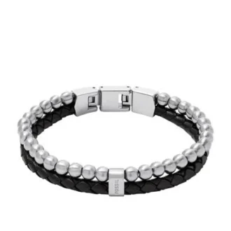 Townsman Beads Schwarzes Lederarmband mit mehreren Strängen