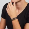 Townsman Schwarzes mehrsträngiges Lederarmband