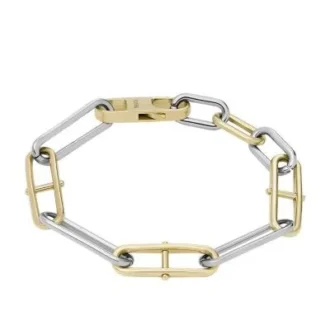 Traditionelles zweifarbiges Edelstahl-Armband mit D-Gliedern
