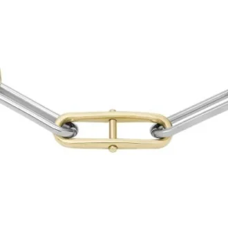 Traditionelles zweifarbiges Edelstahl-Armband mit D-Gliedern