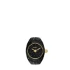 Uhrenring Zwei-Zeiger-Pavé-Uhr aus schwarzem Edelstahl