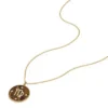 Virgo Sutton Zodiac Goldfarbene Edelstahl-Halskette mit Tigerauge-Anhänger